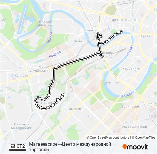 Автобус СТ2: карта маршрута