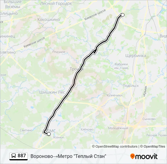 Автобус 887: карта маршрута