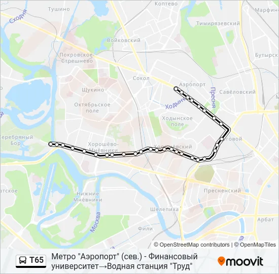 Т65 Bus Line Map