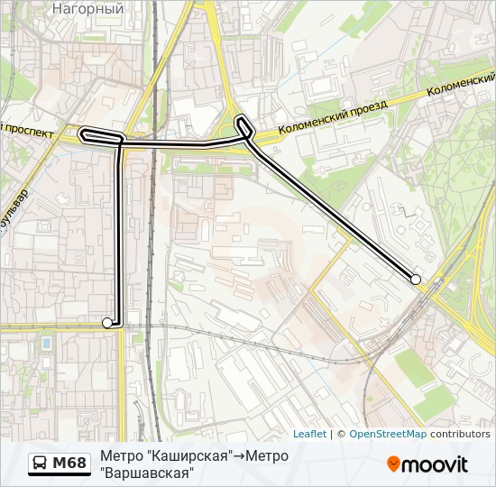 Автобус М68: карта маршрута