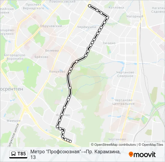 Т85 Bus Line Map