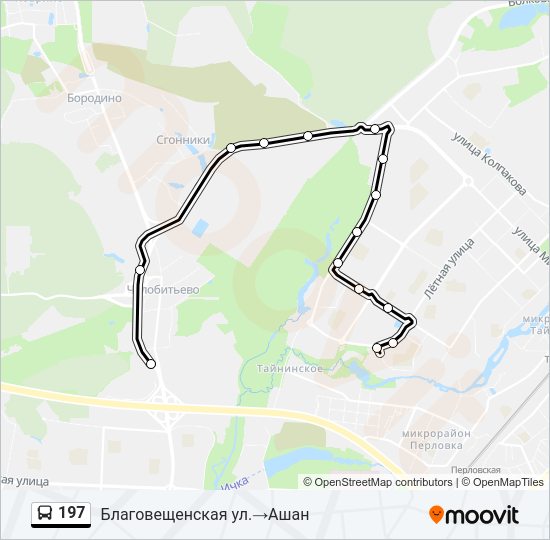 Автобус 197: карта маршрута