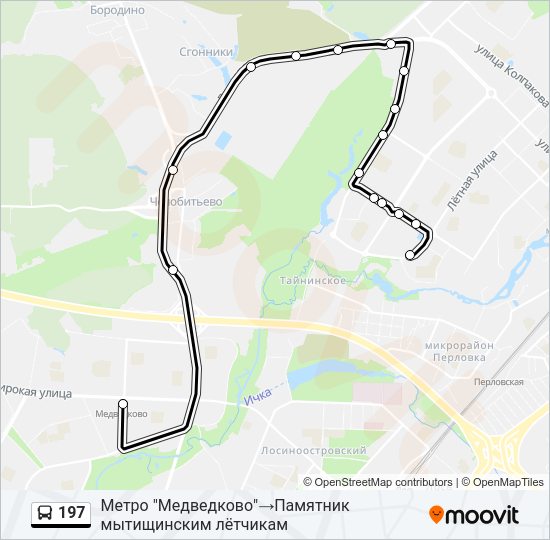 Автобус 197: карта маршрута