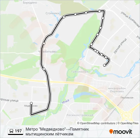 Автобус 197: карта маршрута