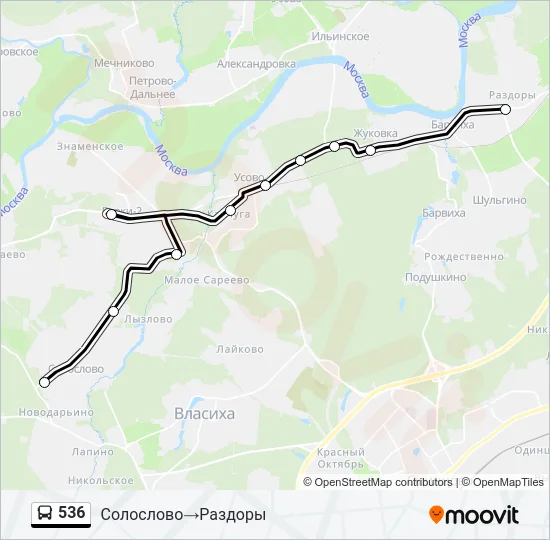 Автобус 536: карта маршрута