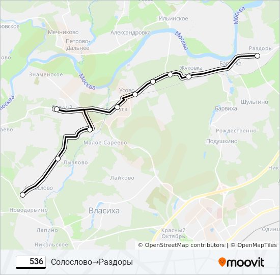 81 автобус солослово. Маршрут 536 автобуса Москва. Усово плюс на карте.