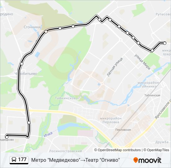 Автобус 177: карта маршрута