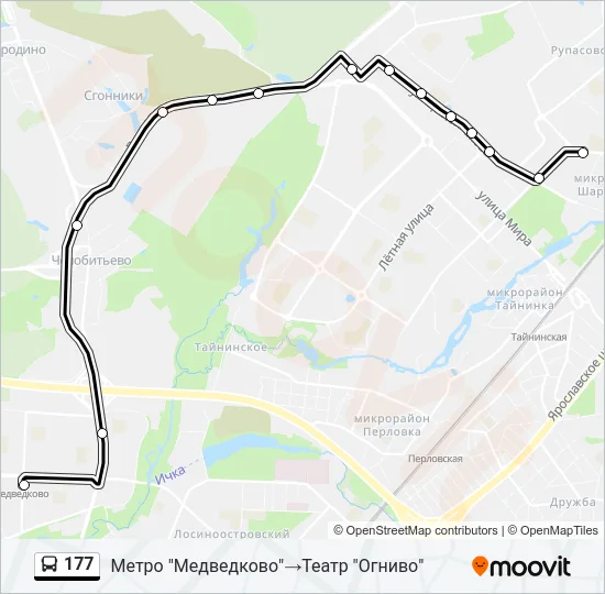 Автобус 177: карта маршрута