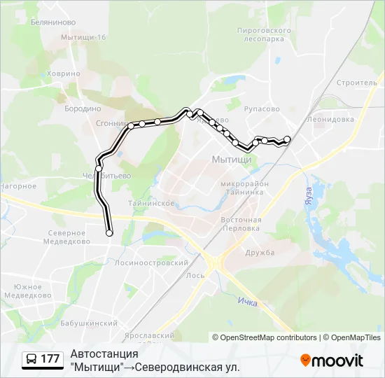 Автобус 177: карта маршрута