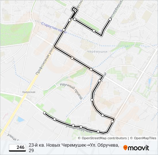 Автобус 246: карта маршрута