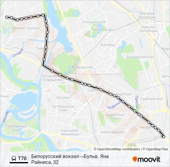 Т70 Bus Line Map