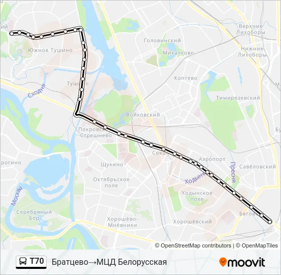 Т70 Bus Line Map