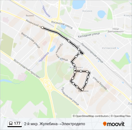 Автобус 177: карта маршрута