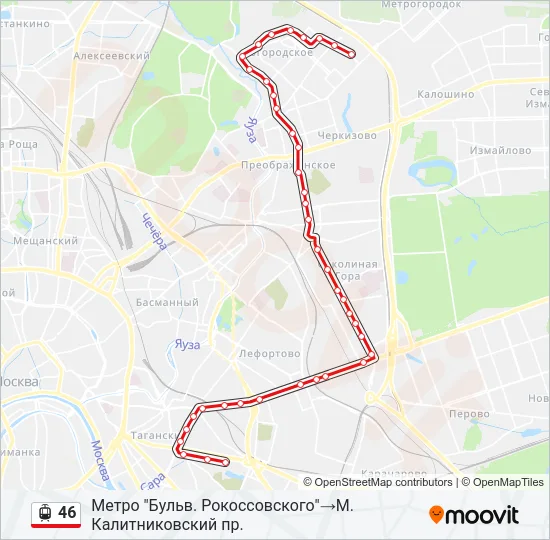 Трамвай 46: карта маршрута