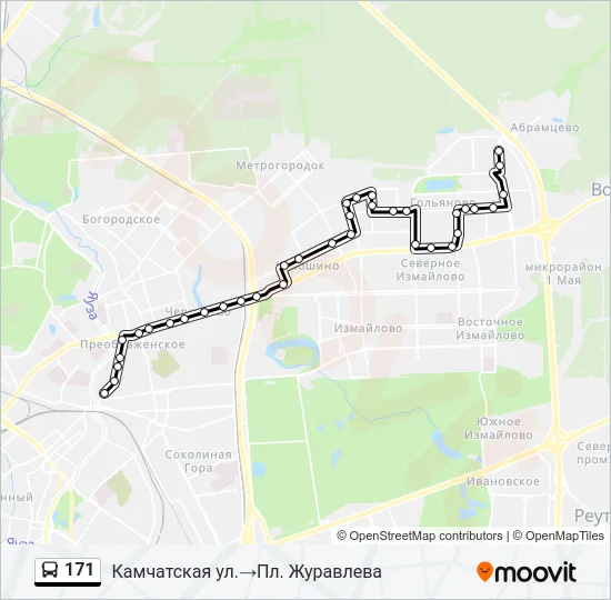 Автобус 171: карта маршрута
