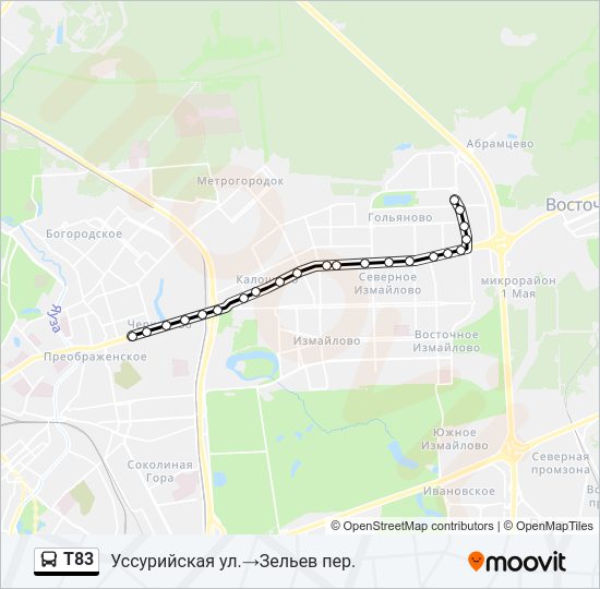 Т83 Bus Line Map
