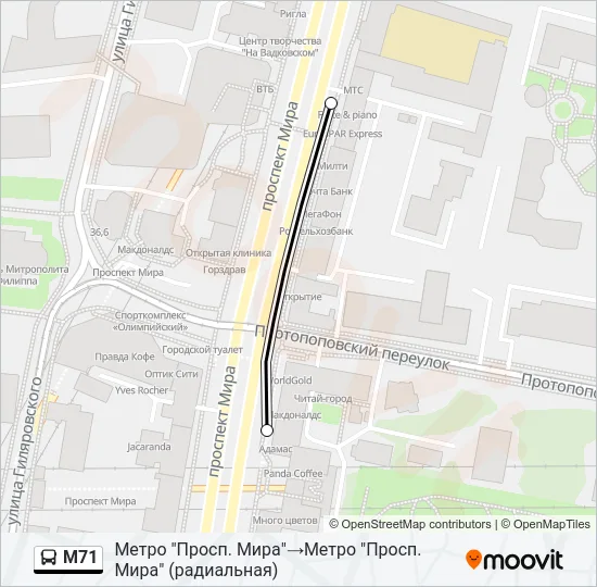 М71 Bus Line Map