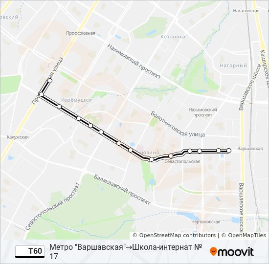 Автобус Т60: карта маршрута