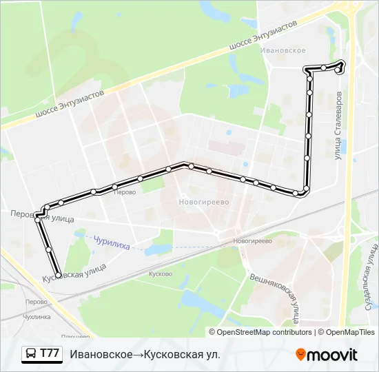 Т77 Bus Line Map