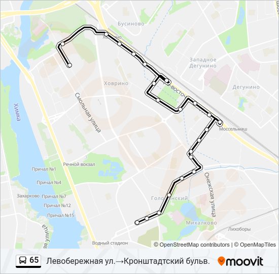Автобус 65: карта маршрута