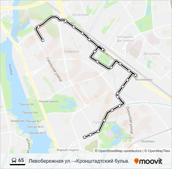 Автобус 65: карта маршрута