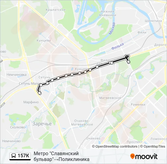 157К Bus Line Map