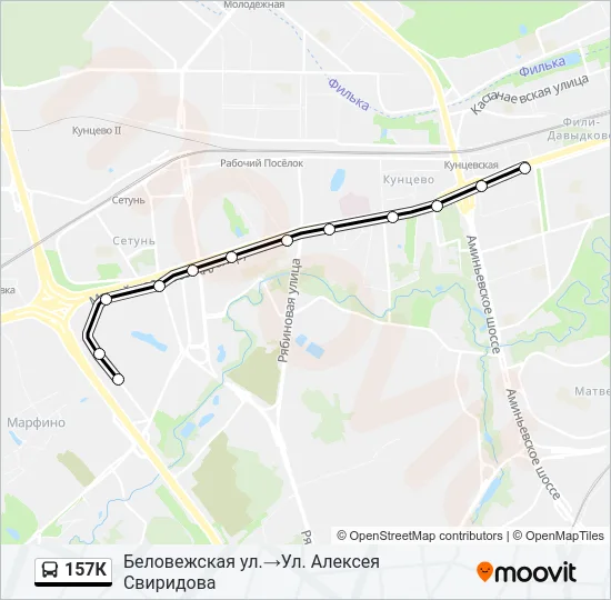 Автобус 157К: карта маршрута