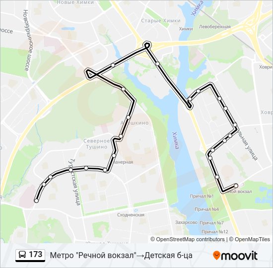 Автобус 173: карта маршрута
