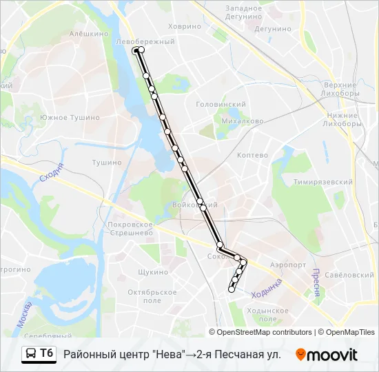 Т6 Bus Line Map