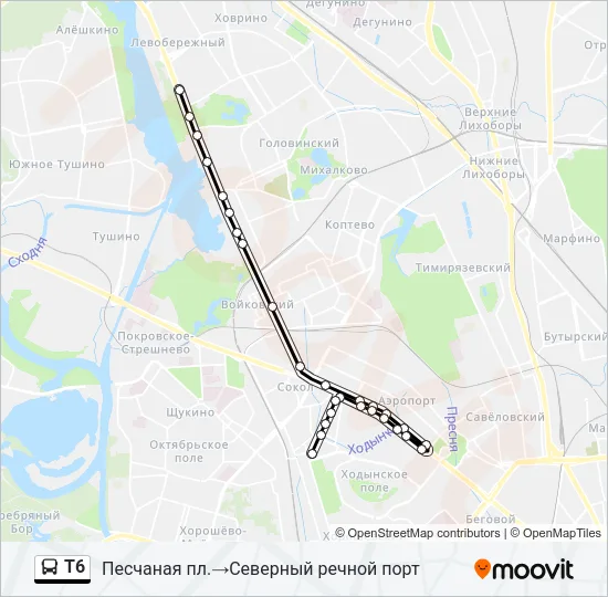 Т6 Bus Line Map