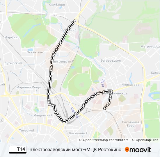 Маршрут Т14: Расписание, Карты И Остановки - Электрозаводский Мост.