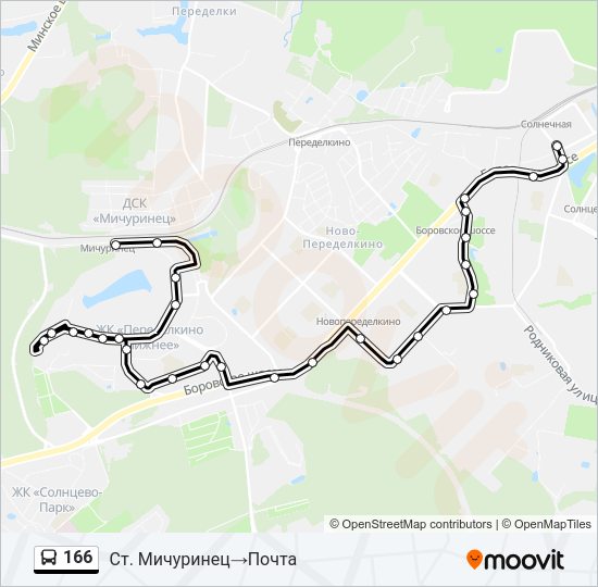 Автобус 166: карта маршрута