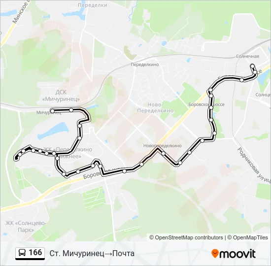 Автобус 166: карта маршрута