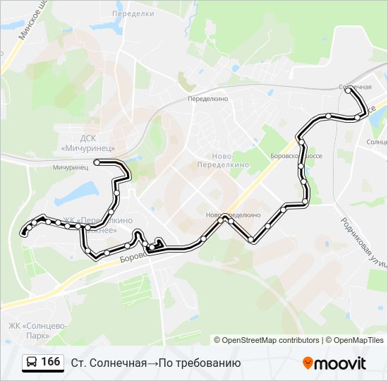 Автобус 166: карта маршрута