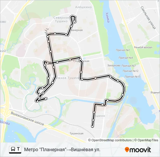 Автобус Т: карта маршрута