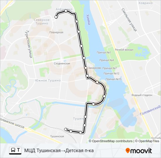 Автобус Т: карта маршрута