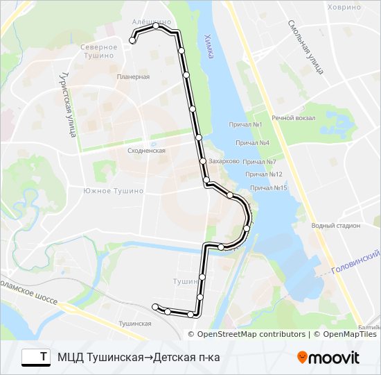 Автобус Т: карта маршрута