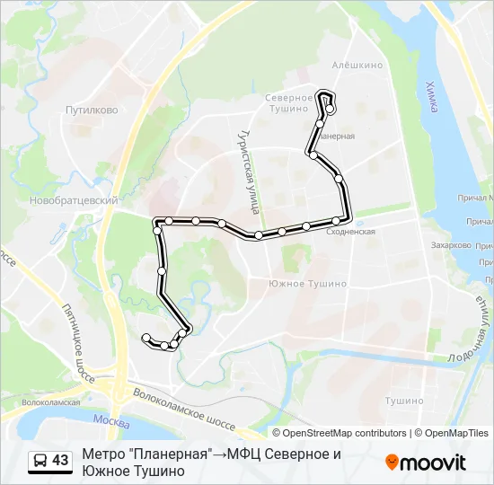 43 Bus Line Map