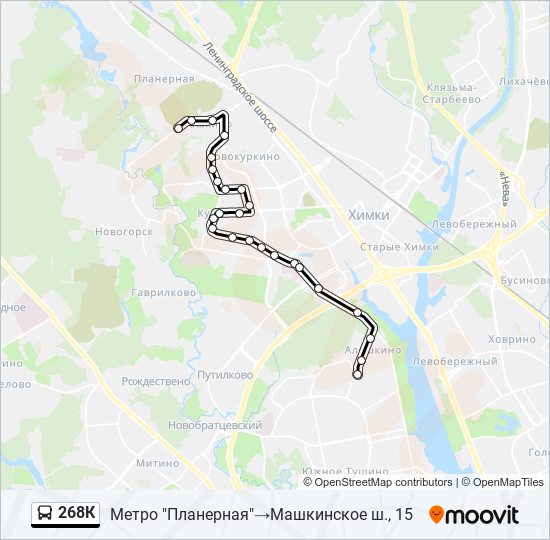 268К bus Line Map