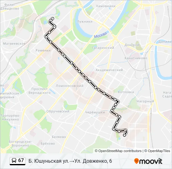 Автобус 67: карта маршрута