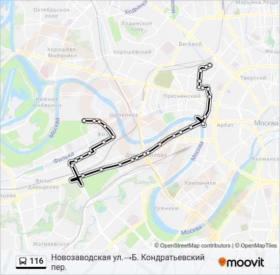 Автобус 116: карта маршрута