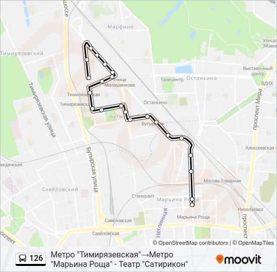 Автобус 126: карта маршрута