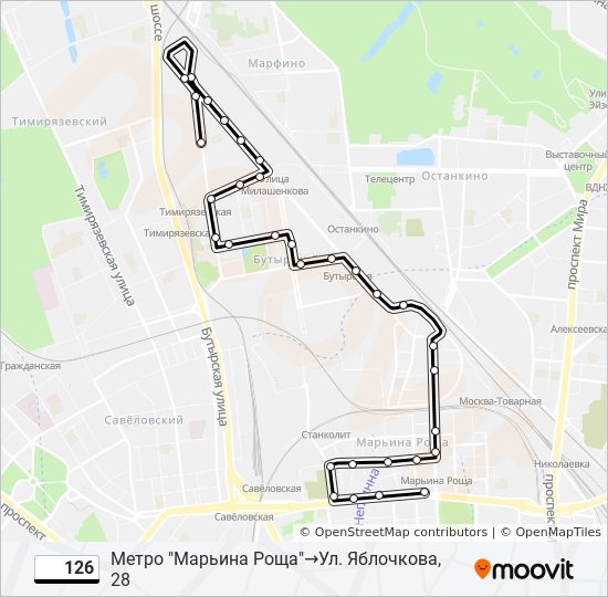 Автобус 126: карта маршрута