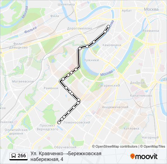 Автобус 266: карта маршрута