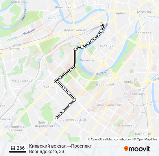 Автобус 266: карта маршрута