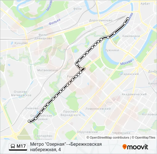 Автобус М17: карта маршрута