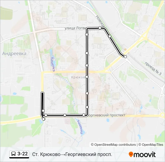 Автобус З-22: карта маршрута