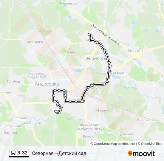 Автобус З-32: карта маршрута