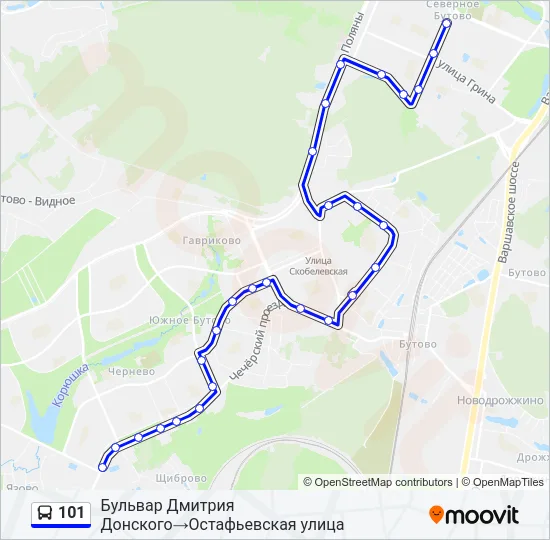 Автобус 101: карта маршрута