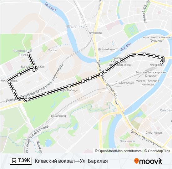 Автобус Т39К: карта маршрута